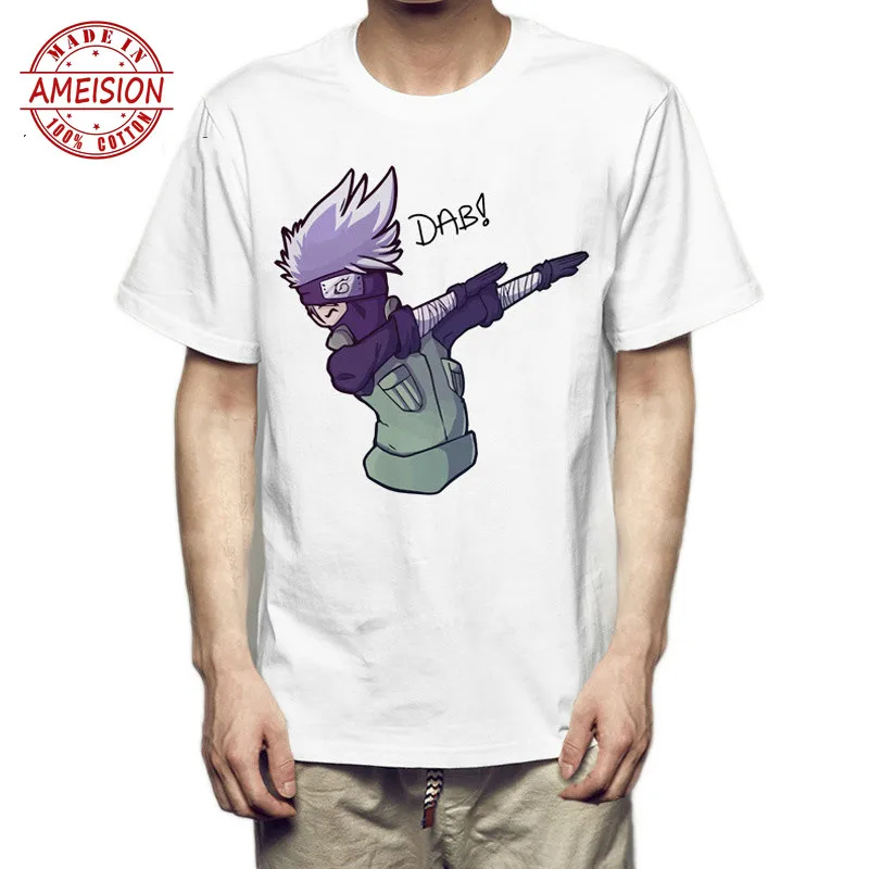 FashionBeat Funny Naruto Kakashi T-shirts Dab Street Casual Style White Japanese Anime Tees Teen Short Sleeved Printing Tops
