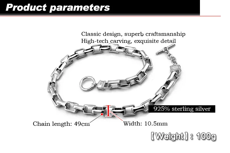 Новинка, мужское ожерелье из стерлингового серебра 925 пробы, мм, 49 см размер, цельное серебряное ожерелье, мужские очаровательные ювелирные изделия, подарок на день рождения