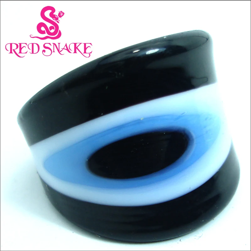 

RED SNAKE Fashion Ring Handmade black with bule Eyeball pattern Murano Glass Rings