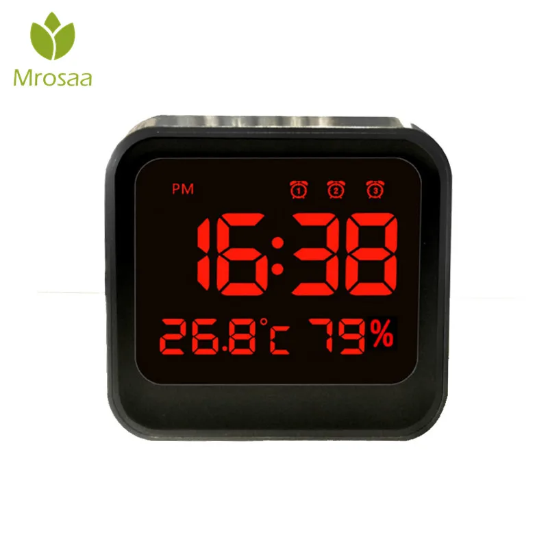 Mrosaa Digital Alarm Clock Thermometer Hygrometer Backlight Alarm Table