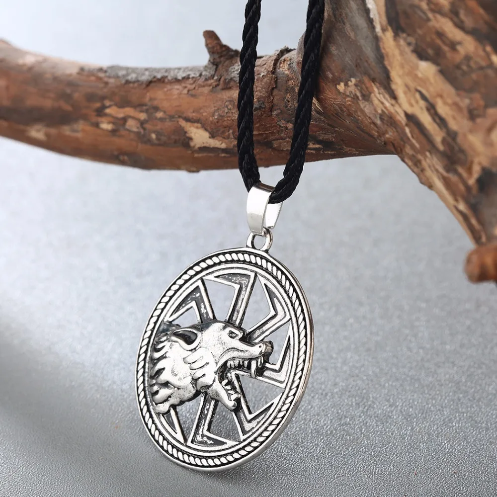 Cxwind Slavic Amulet Charm Wolf Totem Ax Necklace Vintage Amulets Men's Valknut Rune Animal Pendant Nordic Talisman Jewelry