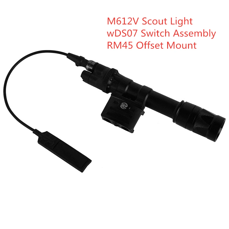 

Weapon Light M612V Scout Light With RM45 Mount Picatinny Airsoft Tactical Rifle Flashlight Strobe Output Version Hunting EX445
