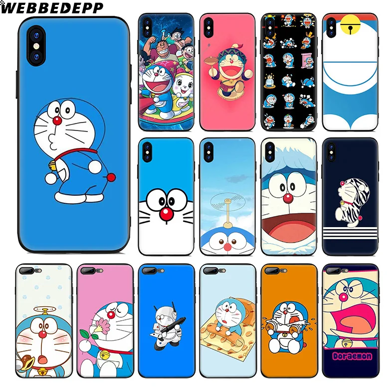 

WEBBEDEPP Doraemon Cartoon Soft Silicone Case for Apple iPhone Xr Xs Max X or 10 8 7 6 6S Plus 5 5S SE Phone Case