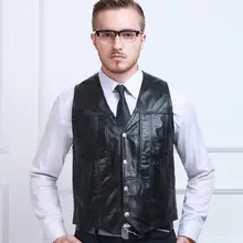 Зимний шерстяной жилет 4XL 5XL мужской модный тонкий жилет из натуральной кожи с большим количеством карманов! M-5XL