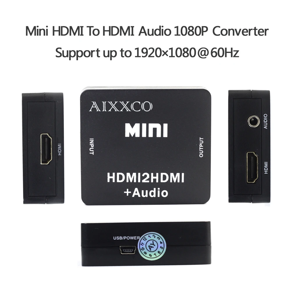 AIXXCO 1080P Мини HDMI2HDMI Аудио HD конвертер HDMI в HDMI аудио экстрактор адаптер коммутатор для ПК ноутбук HDTV проектор