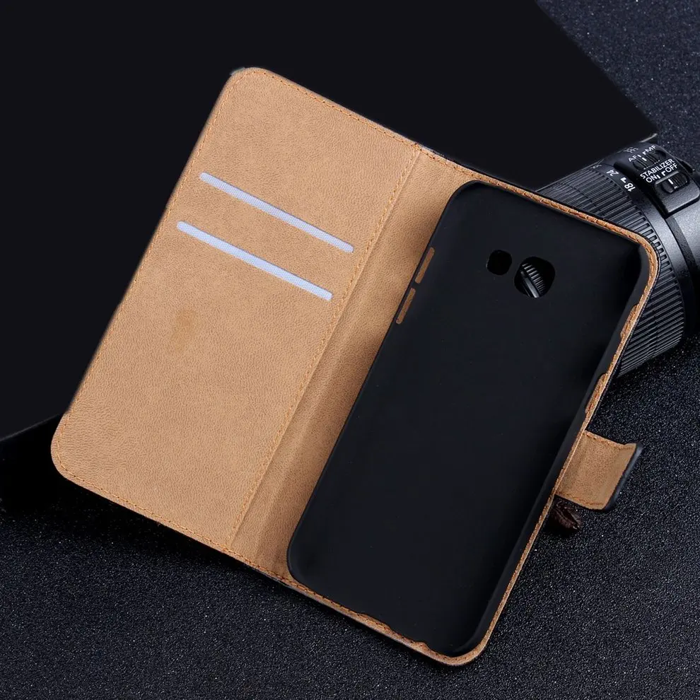 

5 Pcs Shockproof Flip Case Wallet Cover Doubel Genuine Leather Cover Phone Protective Cover For Samsung Models Phone A3 2017