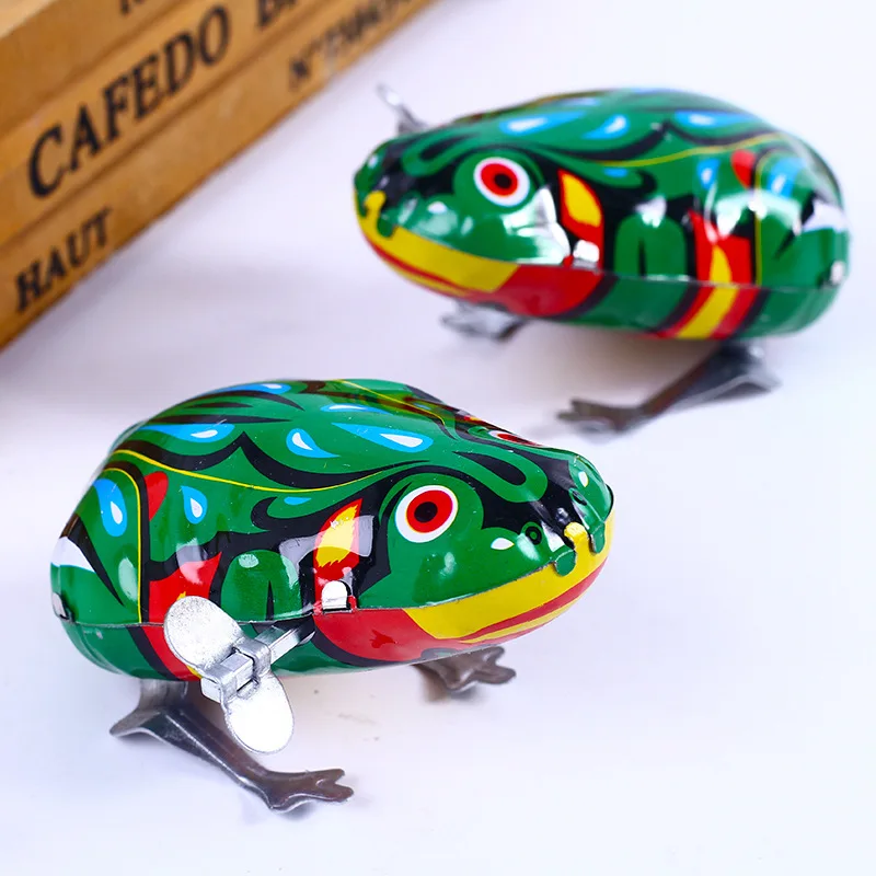 UainCube Kid Wind Up Toys Kids Classic Tin Wind Up Clockwork Toys Jumping Frog Vintage Toy New Action Figures Toys