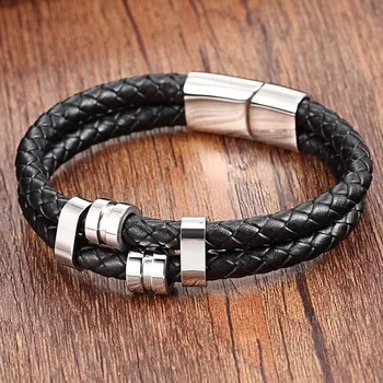

XQNI Adjustable Genuine Leather Bracelets 19/21CM Special Pattern Bangle for Boyfriend Birthday Gift Big Discount Wholesale