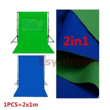 Двухсторонний синий зеленый 2 м 6.5FT хлопок полиэстер фото фон для фотосъемки ткань для студийной вспышки Chromakey