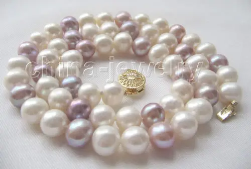 

FREE shipping>>>>AA 24"11mm natural white purple round freshwater pearl necklace 6.07 6.8 6.09