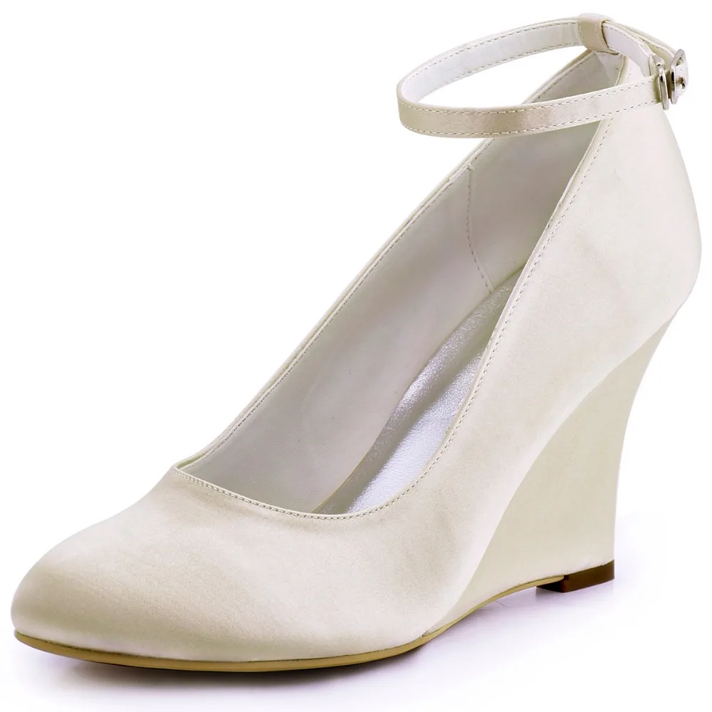 Size 9 woman wedding wedges high heel Champagne ankle