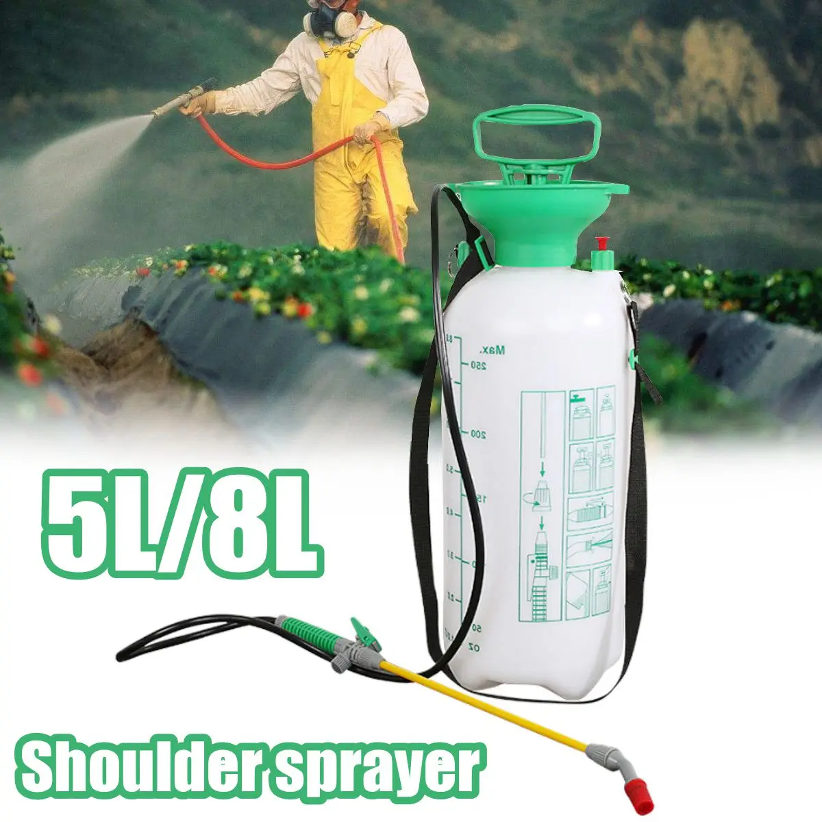 Portable 5L/8L Chemical Sprayer Pressure Garden Spray Bottle Handheld