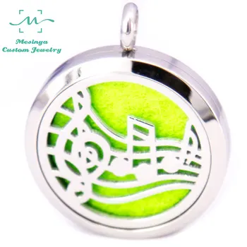 

10pcs new silver color music(30mm) Aromatherapy / Essential Oil 316L S.Steel Perfume Diffuser Locket pendant Necklace