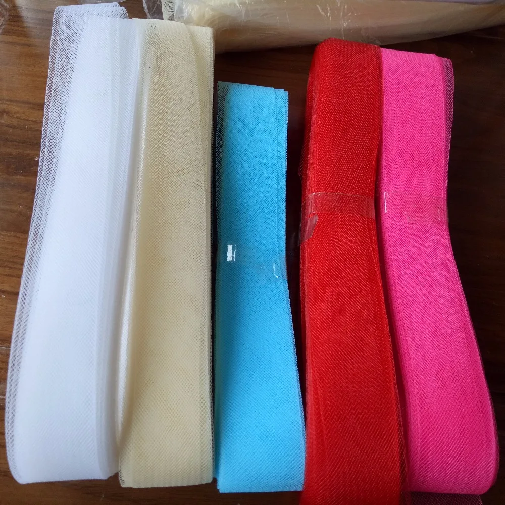 1PCS Free Shipping 4cm horsehair Polyester Ribbon fabric Flat Plain