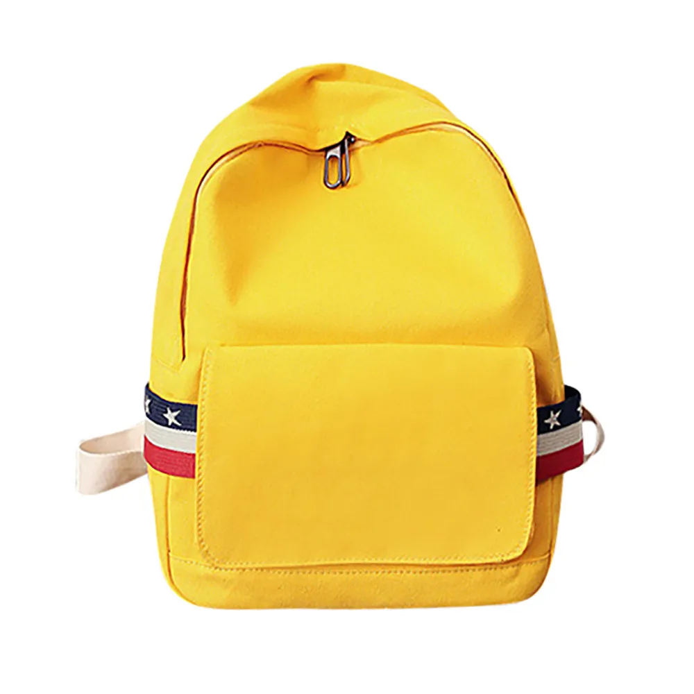 yellow canvas backpack