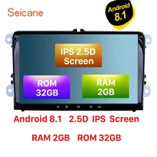 Seicane IPS 2.5D Schermo di RAM 2 GB di ROM 32 GB 9 pollici Android 8.1 Autoradio GPS Multimedia player Per VW/Volkswagen/Golf/Tiguan/Passat