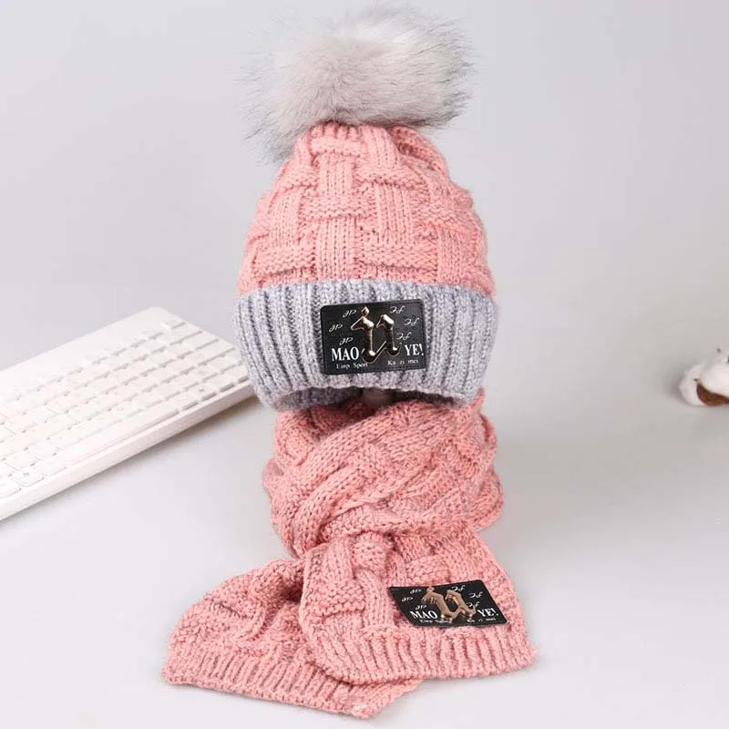 Maylisacc/детская зимняя теплая вязаная шапка с шарфом для девочек и мальчиков от 2 до 12 лет, регулируемый комплект теплых шарфов и шапок