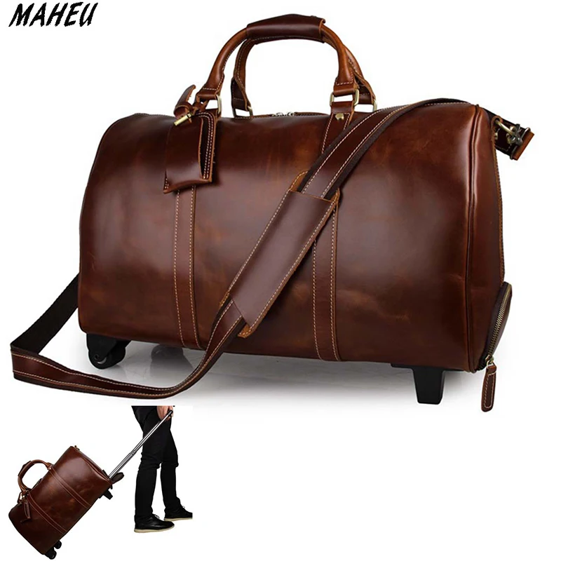 Leder Rädern 21 Type1 Aus Hohe Männer Kapazität Taschen Echtem Trolley Große Qualität Duffle type2 Rot Tasche Reise
