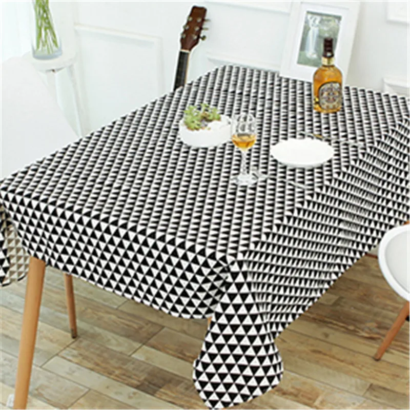 Black Geometric TableCloth Linen Creative Tringle Printed Napkins table cloths for home Banquet Decoration tablo Covers manteles Black Geometric TableCloth Linen Creative Tringle Printed Napkins table cloths for home Banquet Decoration tablo Covers manteles