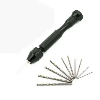 

Hot 10pcs Twist Drill Bit Mini Micro Aluminum Alloy Hand Drill With Keyless Chuck Woodworking Drilling Rotary Tools New 0259