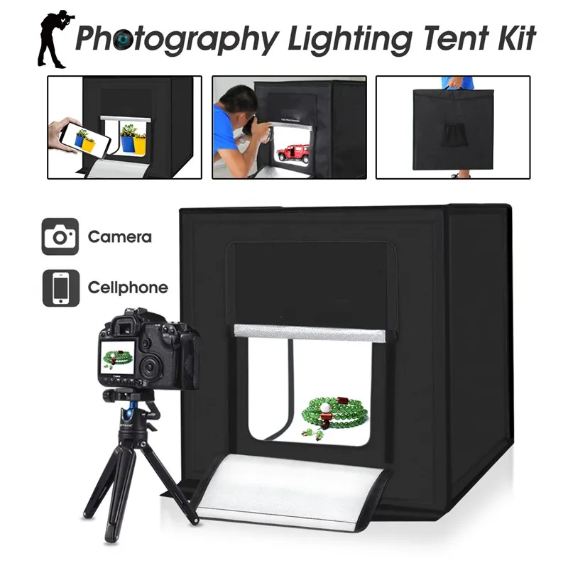 

24'' 60cm Light Box Photo Studio Lighting Shoot Tent Box Kit Portable Folding Mini Photo Studio Photograghy Softbox Led