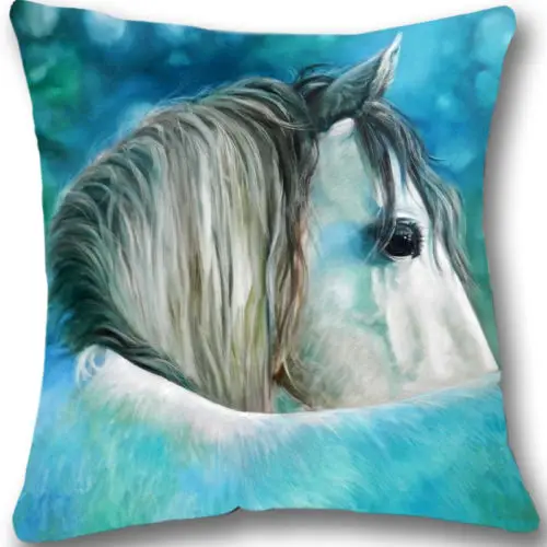 Horse Turquoise Cushion Cover Horses Animal Decorative Throw Pillow