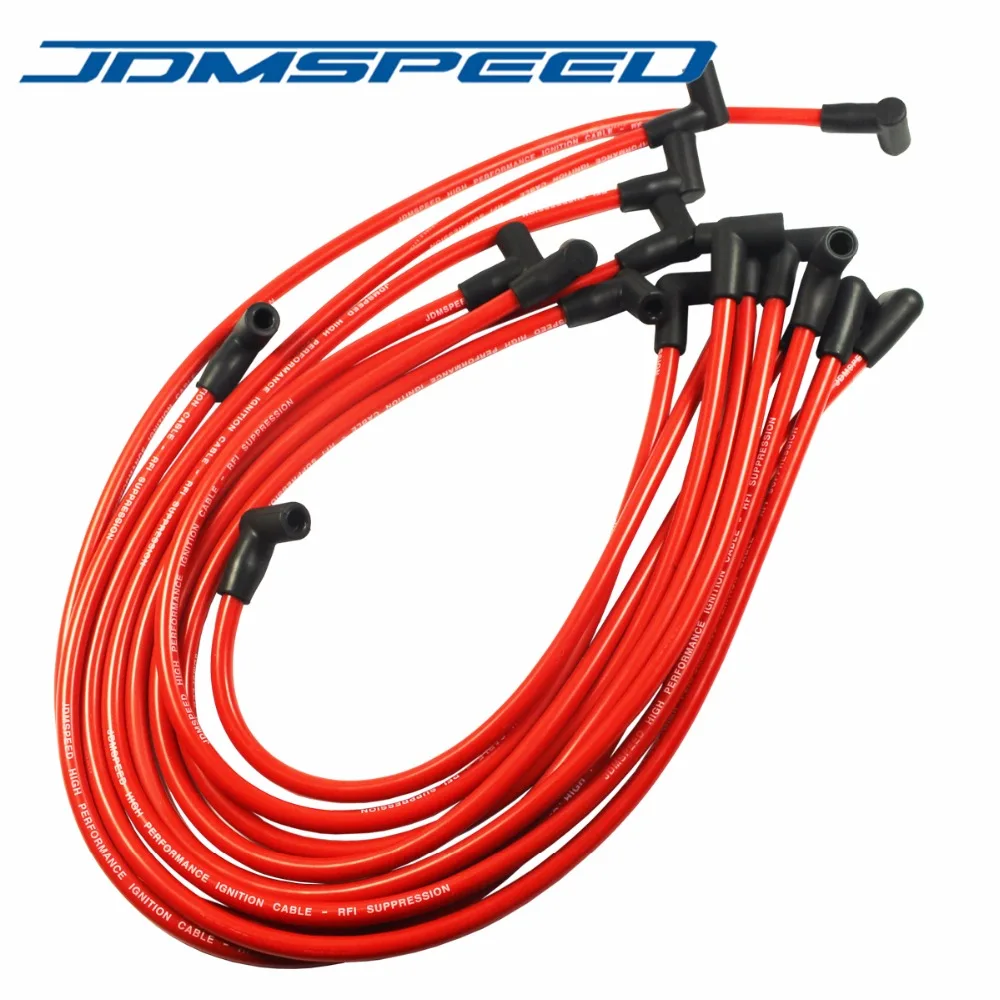 JDMSPEED 10,5 мм Высокая производительность свечи зажигания провода набор HEI SBC BBC 350 383 454 электронный красный цвет