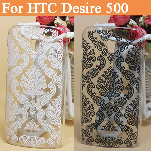 fashion diy painting colored vintage black white flowers design case cover for htc desire 500 506e phone case for htc 500 506e
