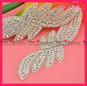 

New Arrival Free Shipping Bridal Beaded Rhinestone Appliques Patches WRA-387