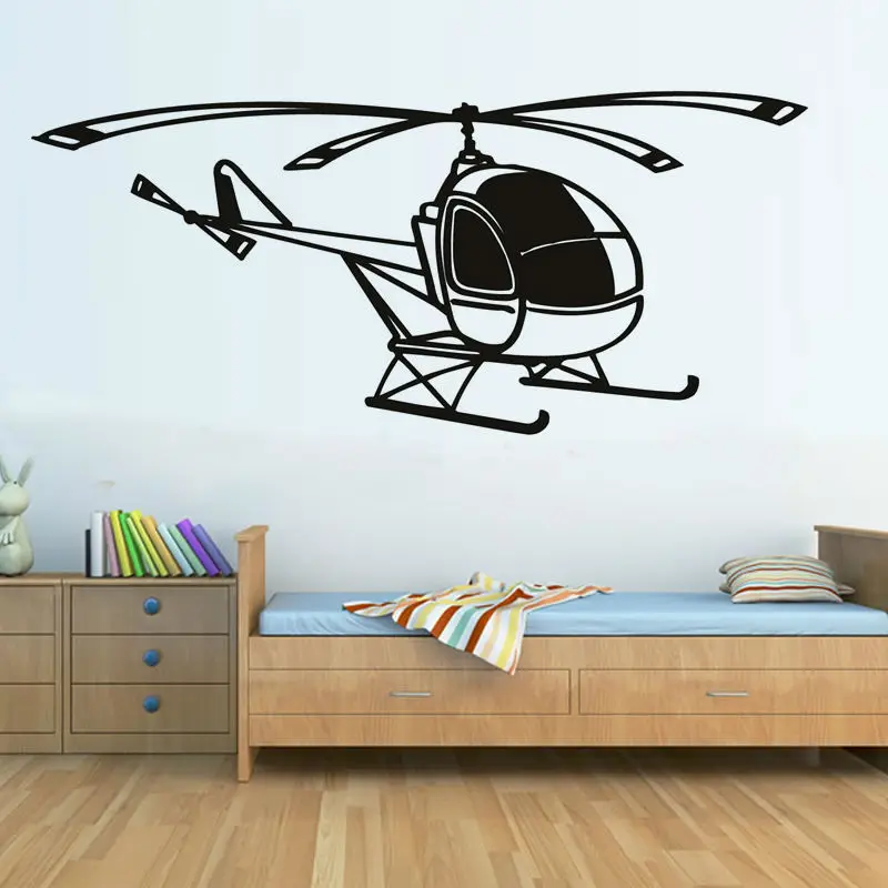 

Kids Room Vinyl Self Adhesive Small Helicopter Wall Sticker Removable Hollow Out Transportation Home Decor