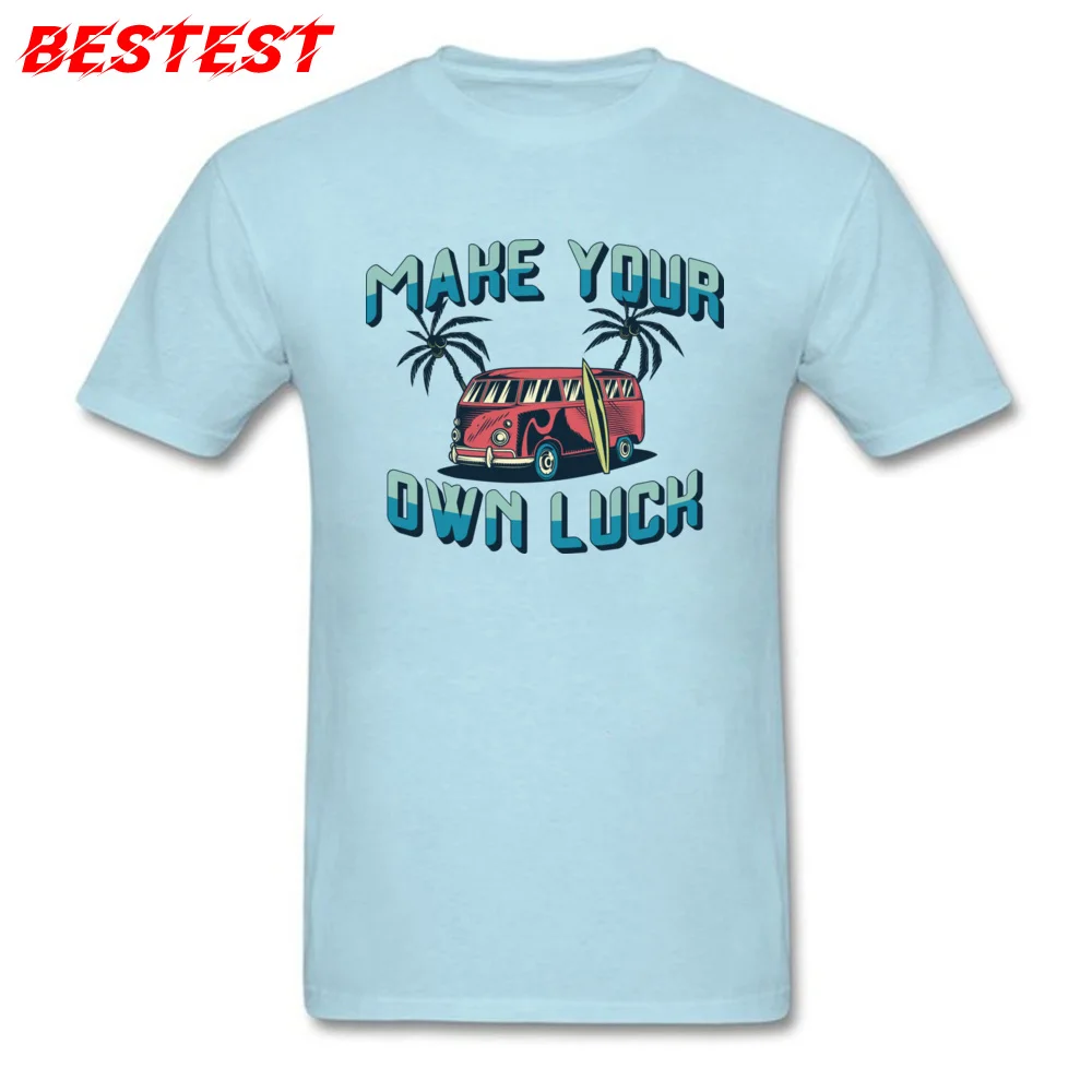 Cotton Fabric Men Short Sleeve Make Your Own Luck T-Shirt 3D Printed Tops & Tees New Design Simple Style Round Collar Tee-Shirts Make Your Own Luck light