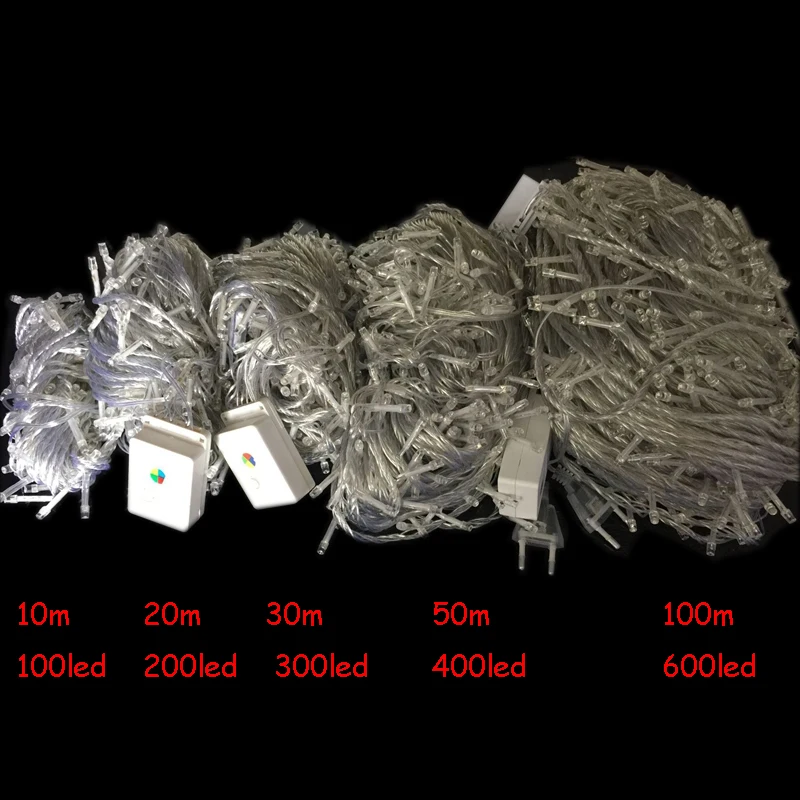 Светодиодный свет Строка 10 m 20 m 30 м 50 м 100 м Водонепроницаемый Открытый 220 V/110 V на Рождество вечерние свадебные открытый фестиваль украшения