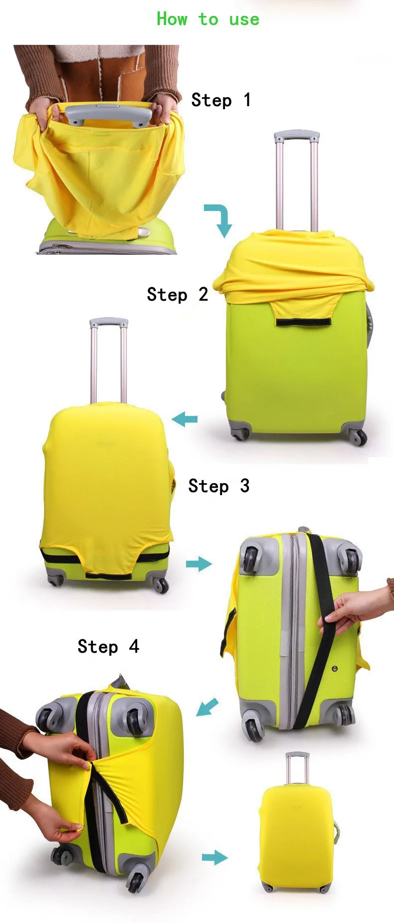 Обновить упругой путешествий багаж покрывает защитный чемодан чехол тележки Чехол износостойкий утолщение пыли крышка для 18-24 дюймов