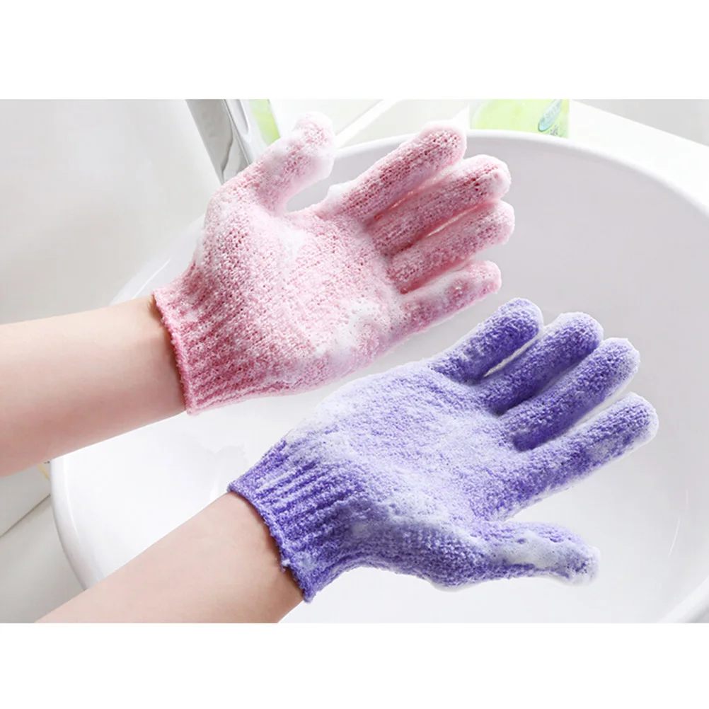 

Pair of Shower Exfoliating Bath Gloves Seamless Shower Gloves Body Exfoliator in Candy Color