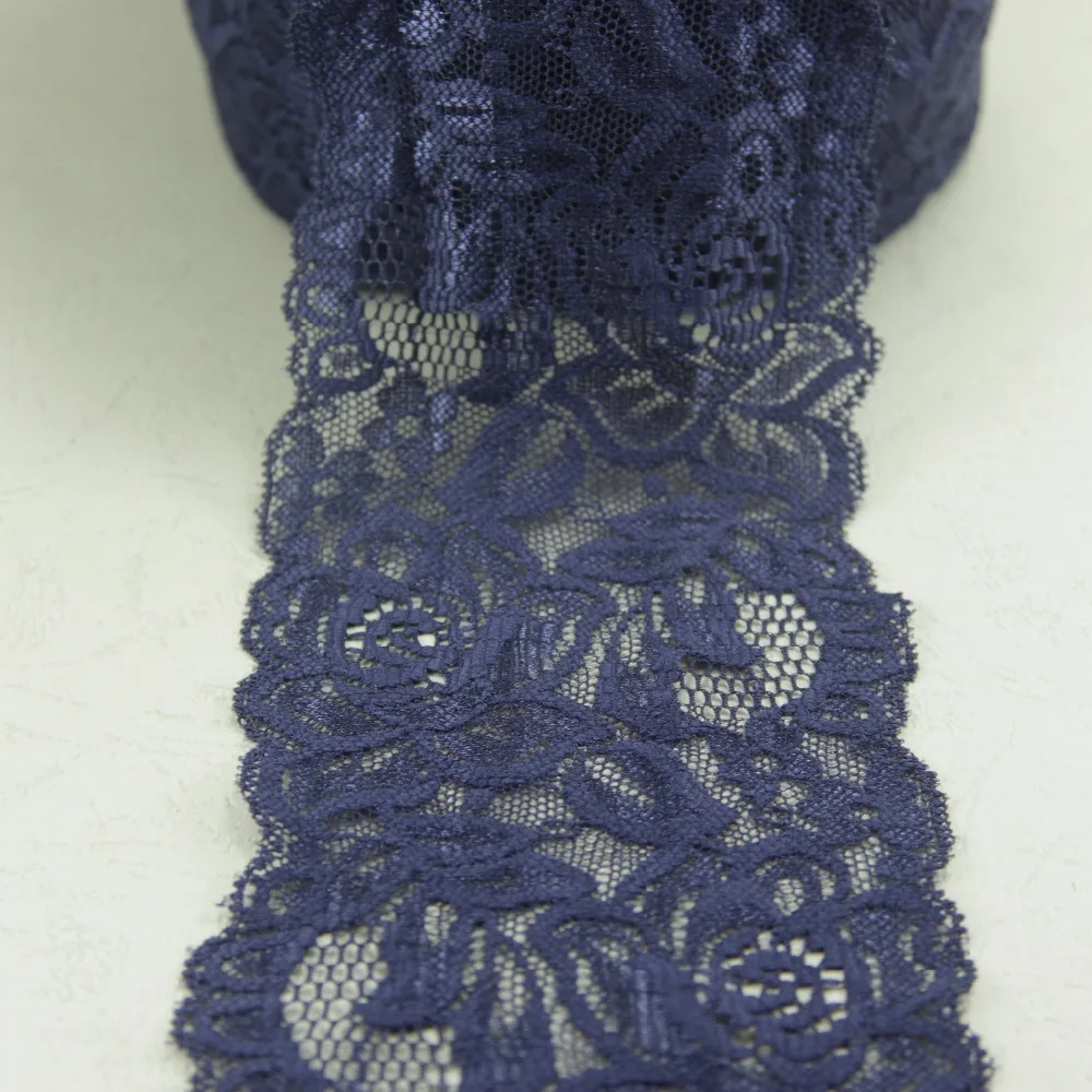 

E29(1) stretch elastic lace tirm sewing craft /clothes/Apparel accessories gray 36 yards 87mm width ink blue