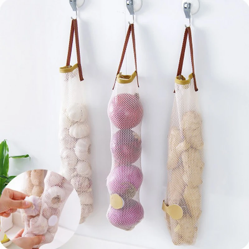 

Creative Vegetable Onion Potato Storage Hanging Bag Hollow Breathable Mesh Bag Kitchen Garlic Ginger Mesh Storage Bag