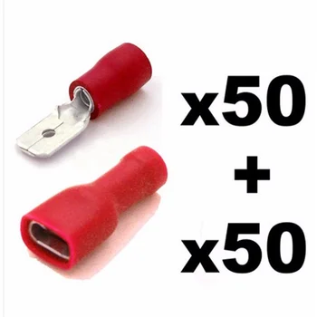 

50Sets/100 Pcs Male&Female Ferrules kit set Wire Copper Crimp Connector Insulated Cord Pin End For 22-16AWG Electric Wire/Cable