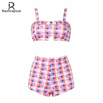 

Raintropical 2019 New Push Up Bikini High Waist Swimsuit Plus Size Swimwear Women Retro Bikini Set Summer Beach Bathing suit
