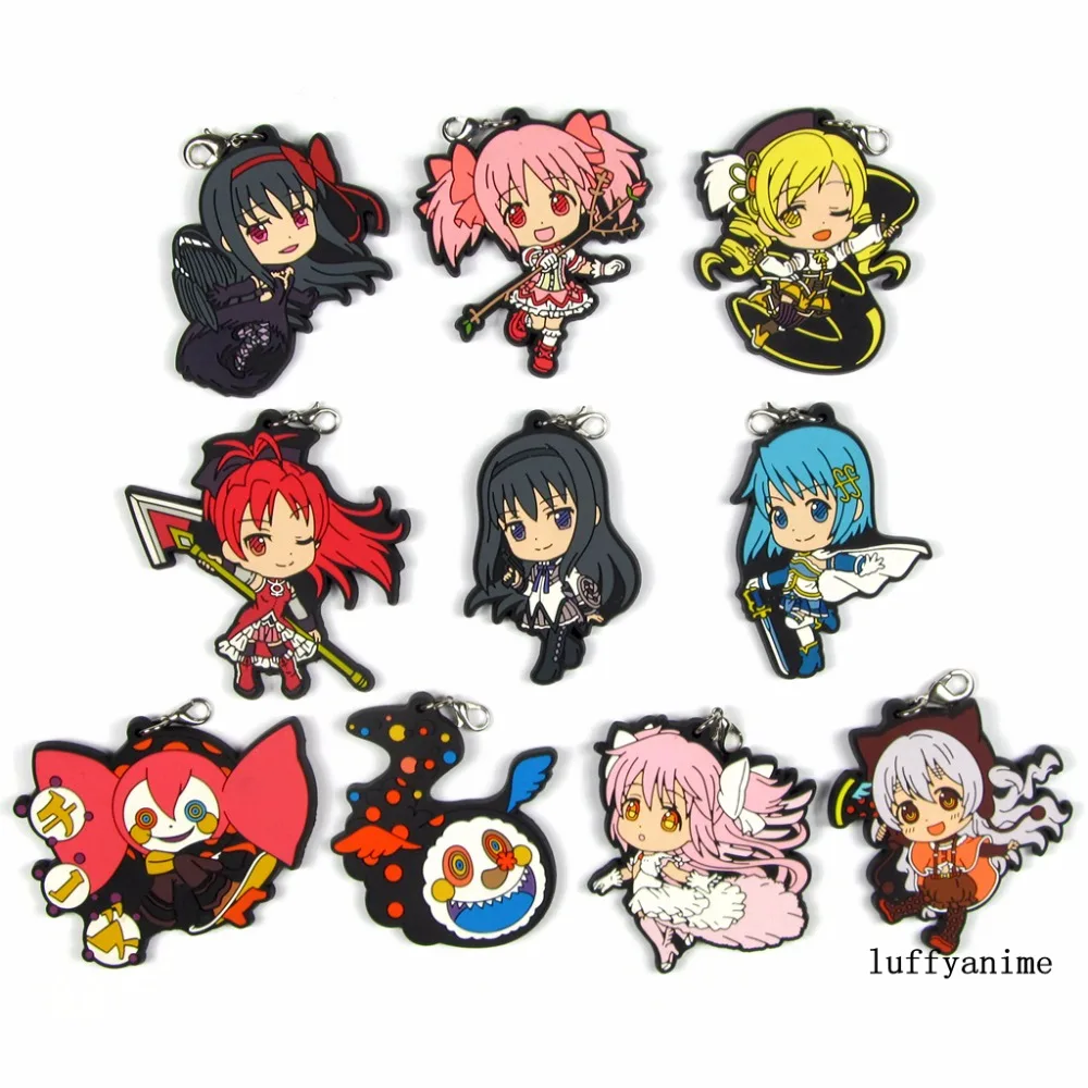 

Puella Magi Madoka Magica Rubber pendant Japanese anime cartoon PVC Toy Figures Mobile Phone Accessories strap Keychain