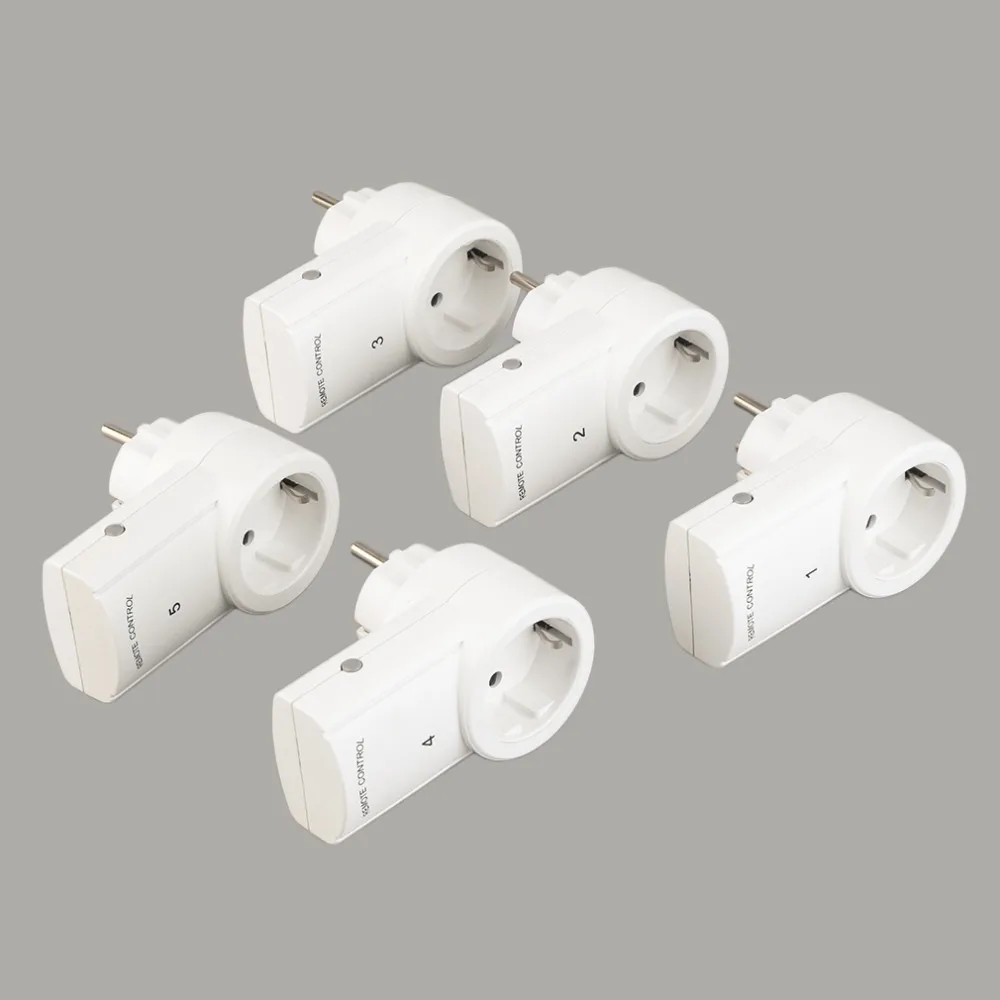 

5 Wireless Remote Control Switches Mains Socket with Remote Control Electrical Plugs Adaptors Power Outlets EU Plug Hot Selling