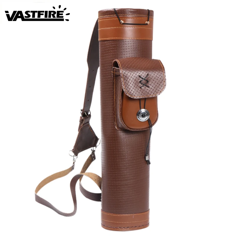 

Traditional Cow Leather Archery Large Capacity Hunting Back Bow Arrow Quiver Holder Bag Adjustable Straps for 24 pcs Arrows