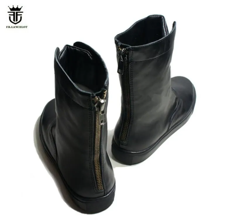 FR. Ланселот 2019 новое качество мужские кожаные ботинки британский стиль мужские зимние ботинки двойной на молнии mujer bota ботинки челси