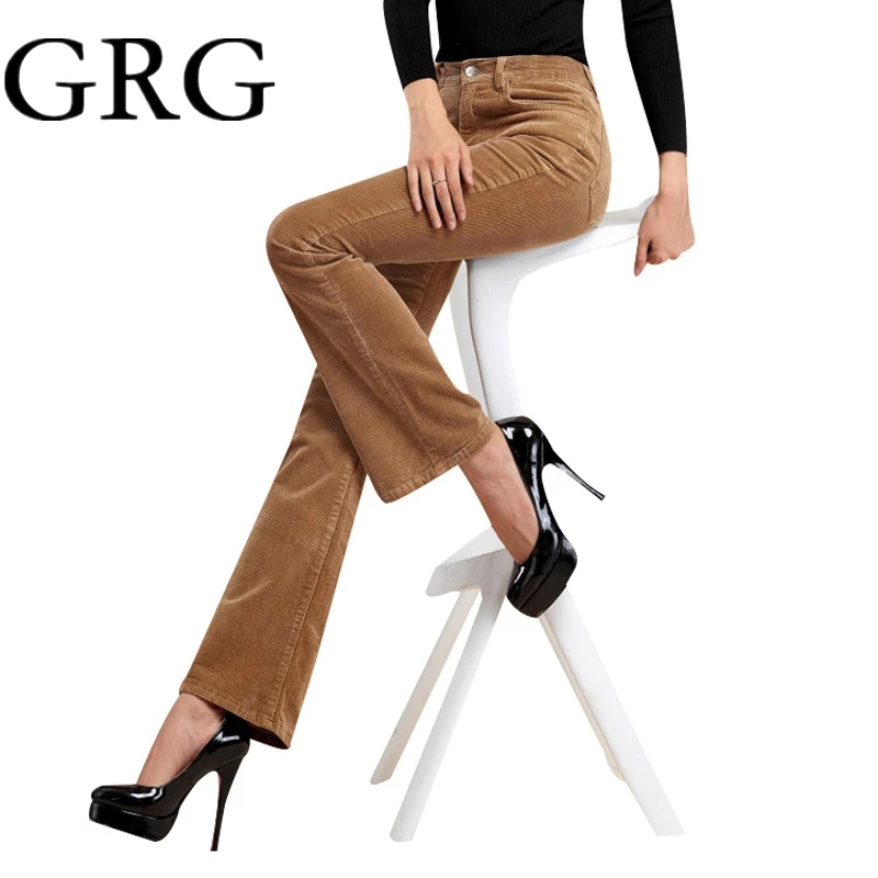 

Free Shipping Women's Wide Leg corduroy pants mid waist trousers flare corduroy trousers casual pants autumn and winter