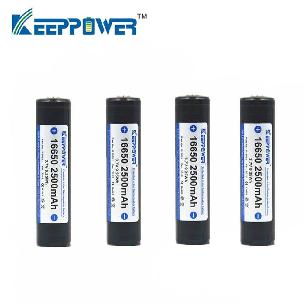 Excellent 30  pcs KeepPower 16650 2500mAh protected lithium rechargeable battery P1665J 3.7V drop shipping batteria 1