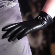 KLSS Брендовые женские перчатки из натуральной кожи модные черные элегантные женские перчатки из овчины высококачественные перчатки из козьей кожи горячая Распродажа 272