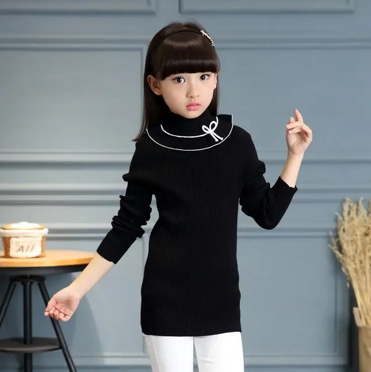 

Spring Autumn Knitted Sweater For Girls Solid Color Sweet Bow Children Cardigan Long Sleeve Cardigan Casual Sueter Infantil