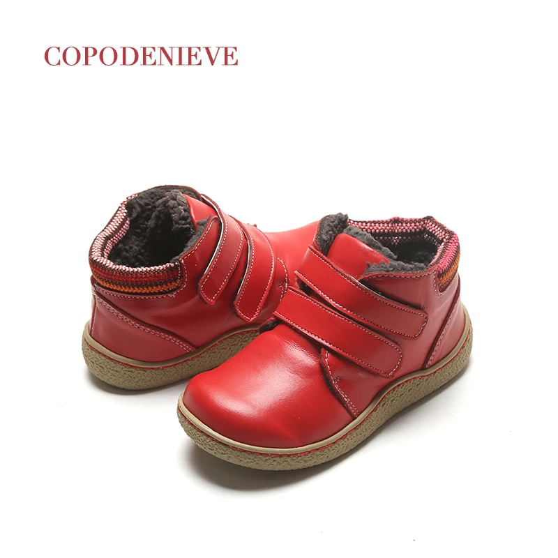COPODENIEVE Children's boots, children's shoes, leather children's boots, thickening and warmth preservation in winter
