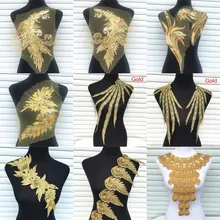 1Pc Gold Farbe Venise Spitze Stoff Kleid Applique Motiv Bluse Nähen Borte DIY Ausschnitt Kragen Kostüm Dekoration Zubehör