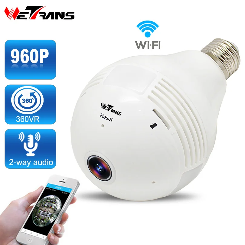 Light Bulb font b Wireless b font IP Camera Surveillance HD 960P P2P Fisheye 360 Degree