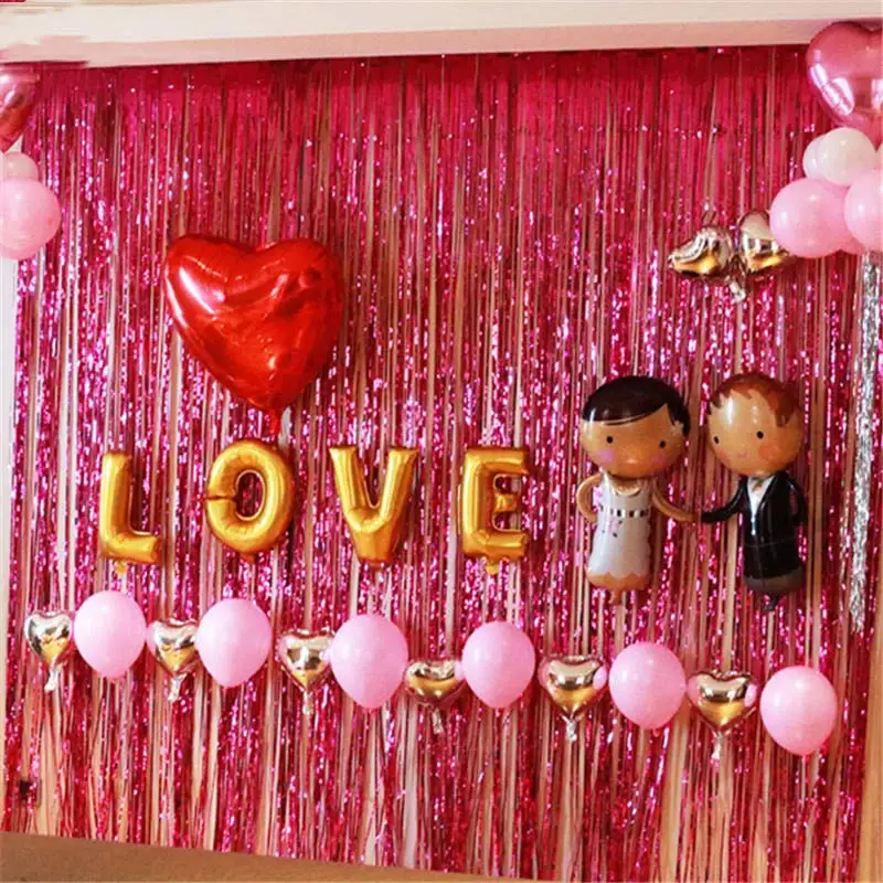 123M DIY Background Wall Decoration Party Birthday Day Party Wedding Backdrops Shimmering Colorful sequin Metallic Foil Curtain (26)